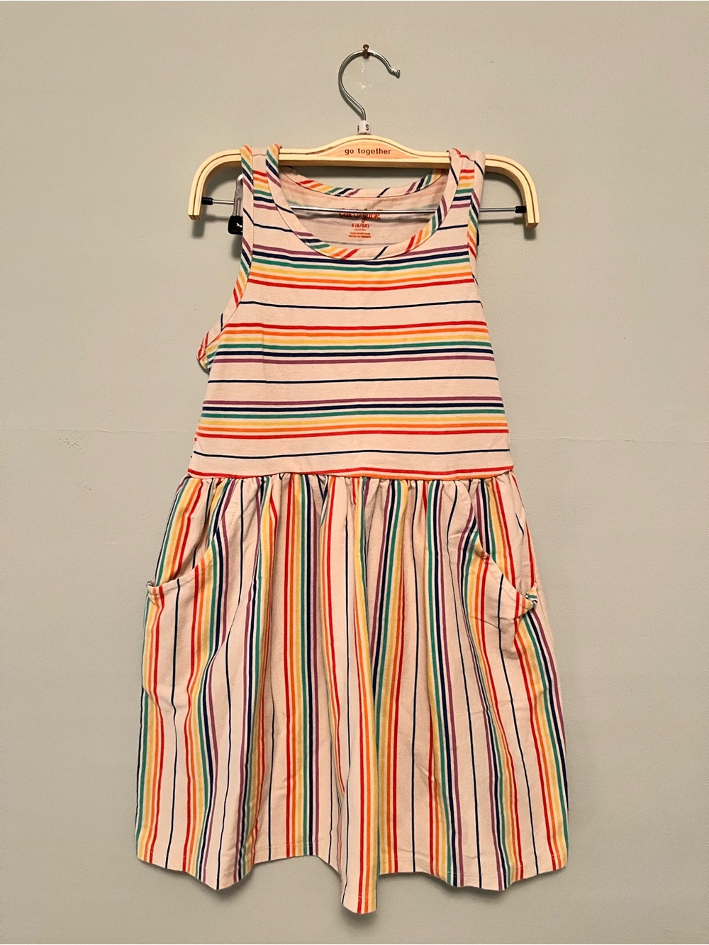 Cat & Jack White Multi Rainbow Stripe Tank Dress